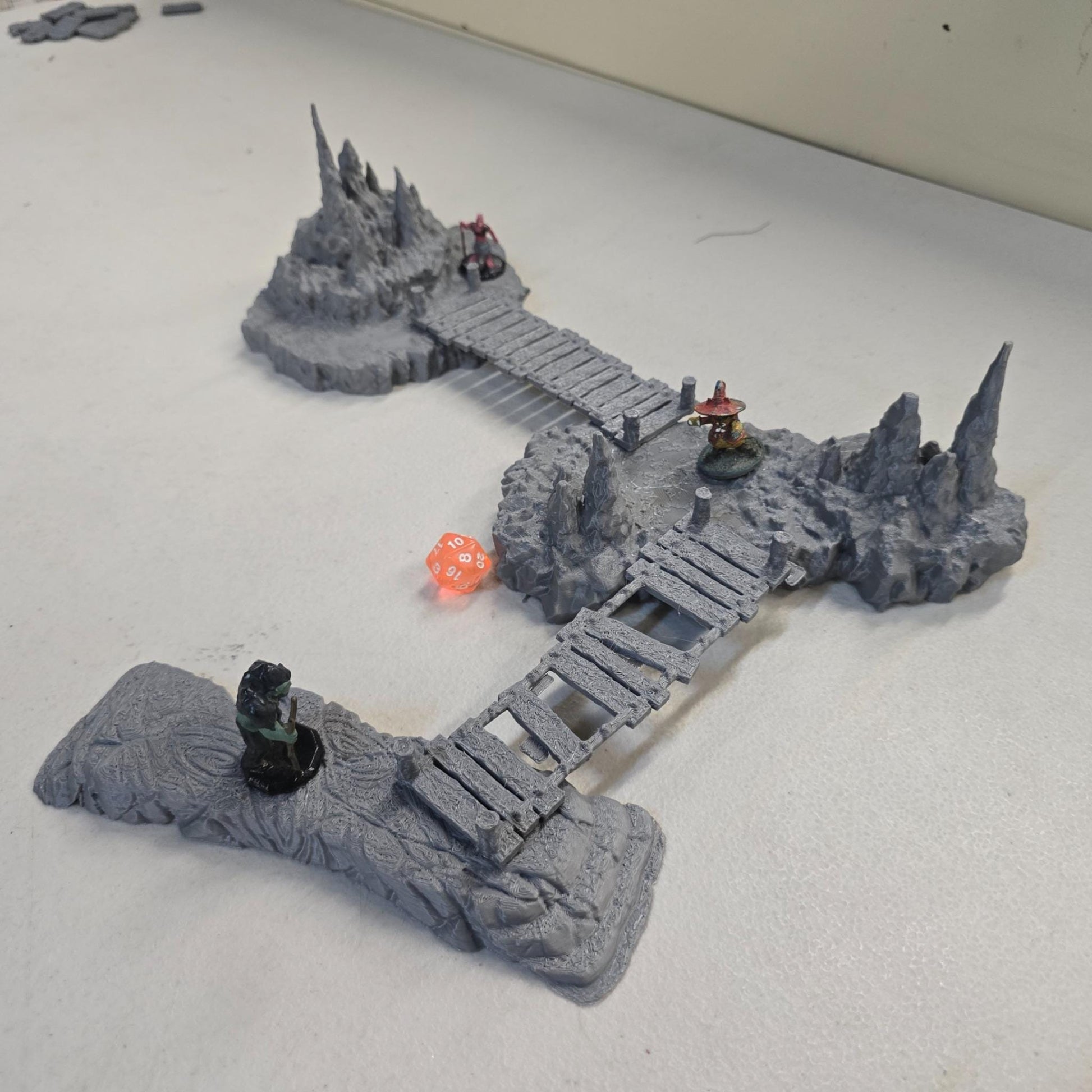 The Stonefall Crossing 28mm – 3D Printed Unpainted PLA Cavern Terrain Bridge Encounter for Tabletop RPGs, DnD, Pathfinder & Wargaming
