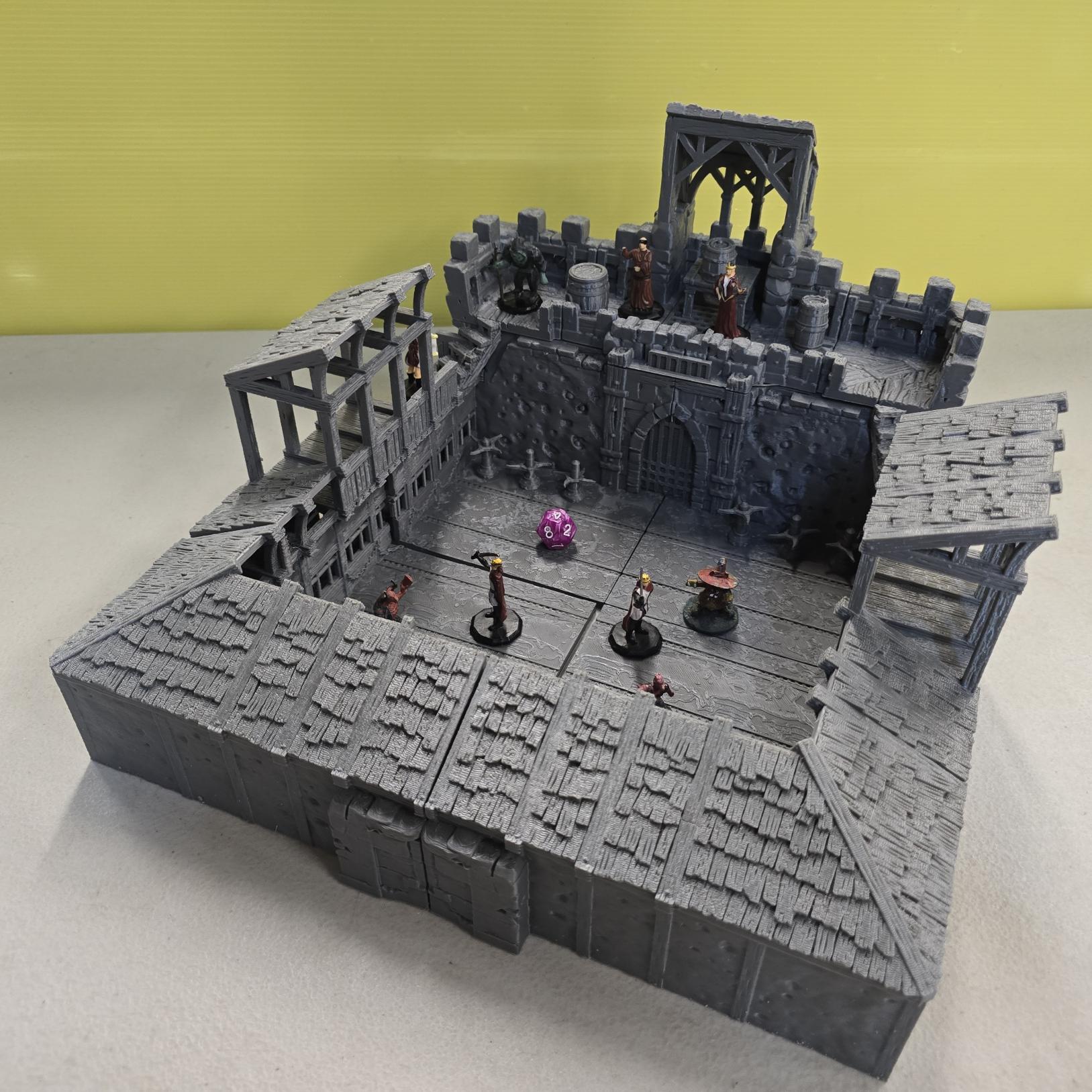 Baethgen Battle Zone – 28mm Medieval City Arena Fight Pit, 3D Printed Unpainted PLA Terrain