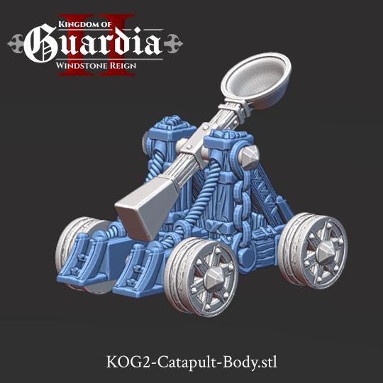 Kingdom of Guardia Catapult – 28mm 3D Printed Unpainted PLA Siege Engine Terrain