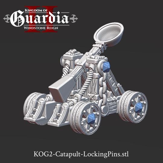 Kingdom of Guardia Catapult – 28mm 3D Printed Unpainted PLA Siege Engine Terrain