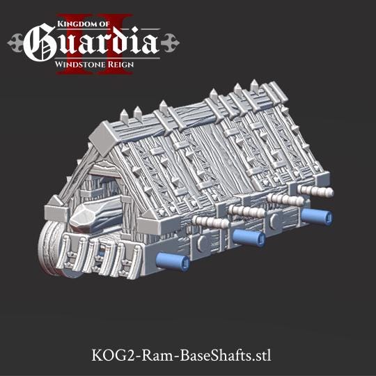 Kingdom of Guardia Battering Ram – 28mm 3D Printed Unpainted PLA Siege Engine Terrain for Tabletop