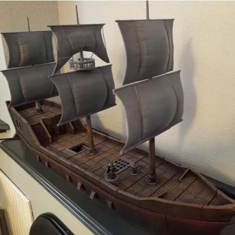 Game Board, Ship, Pirate SHip, Cargo Ship, Shipping Vessel, Seaport, Harbor ship, DND Terrain, DND Miniatures, gaming terrain, Pirate, 28mm Terrain, Pirate vessel, Pirate Terrain, Pirate merchant, Merchant ship, Village, Jack Sparrow, carrack, boat