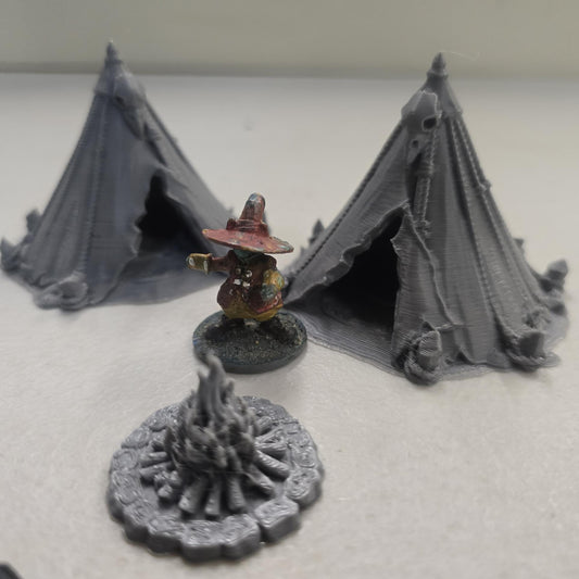 Guardia Forest Campsite – 28mm 3D Printed Unpainted PLA Modular Camp Terrain for Tabletop RPGs & Wargaming