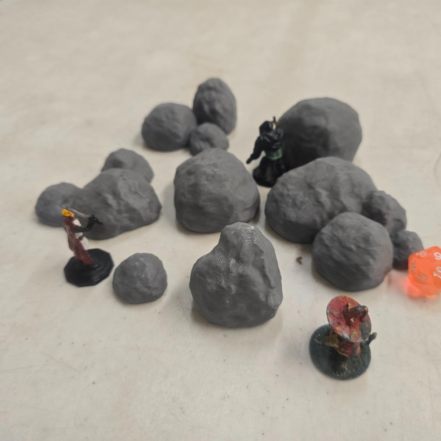 28mm Rock Pile Scatter – 3D Printed Unpainted PLA Terrain for Tabletop RPGs