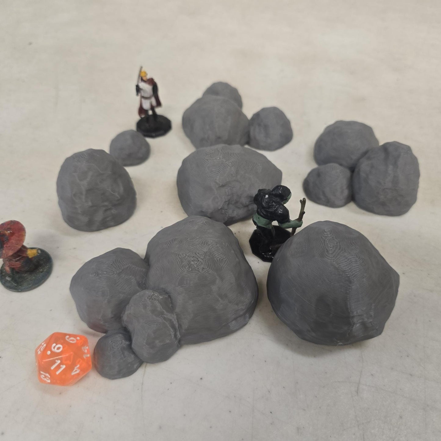 28mm Rock Pile Scatter – 3D Printed Unpainted PLA Terrain for Tabletop RPGs