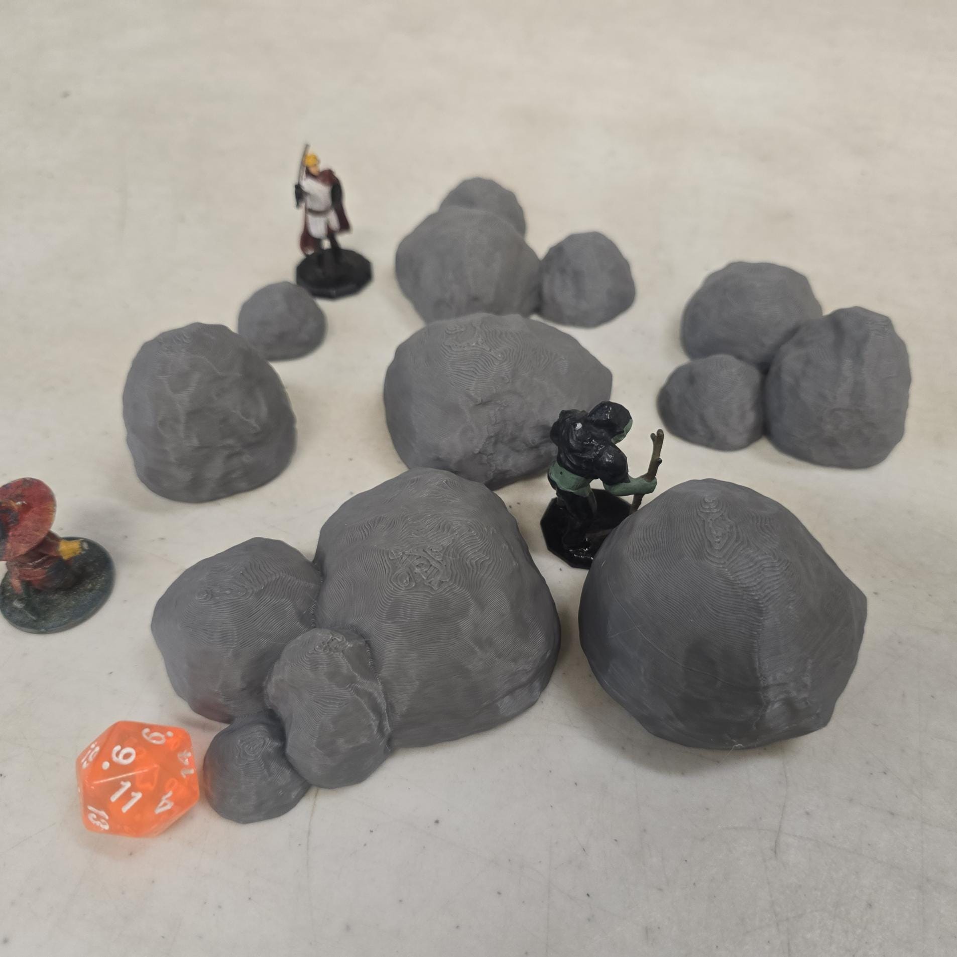 28mm Rock Pile Scatter – 3D Printed Unpainted PLA Terrain for Tabletop RPGs