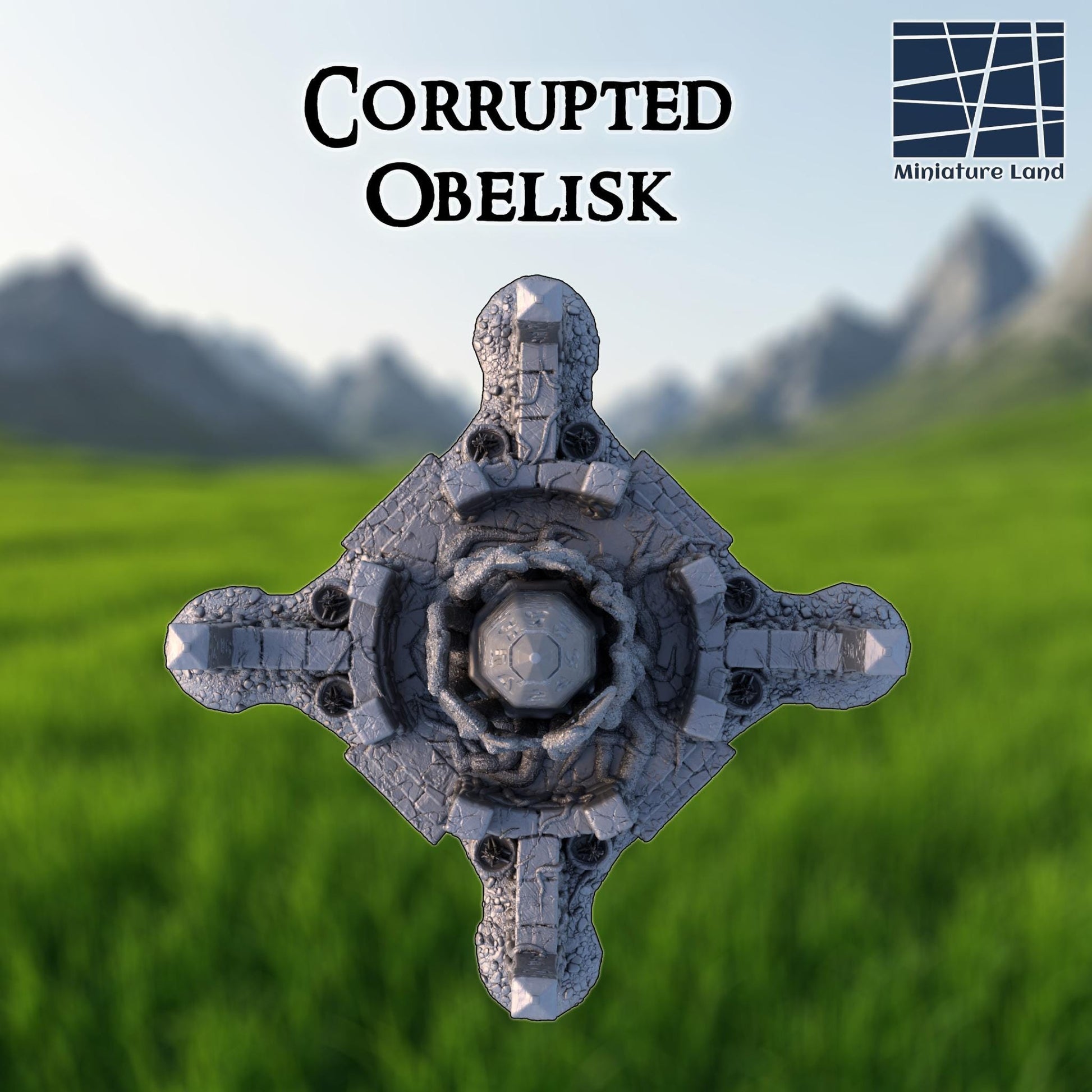 Corrupted Obelisk 28mm – 3D Printed Unpainted PLA Terrain for Tabletop RPGs
