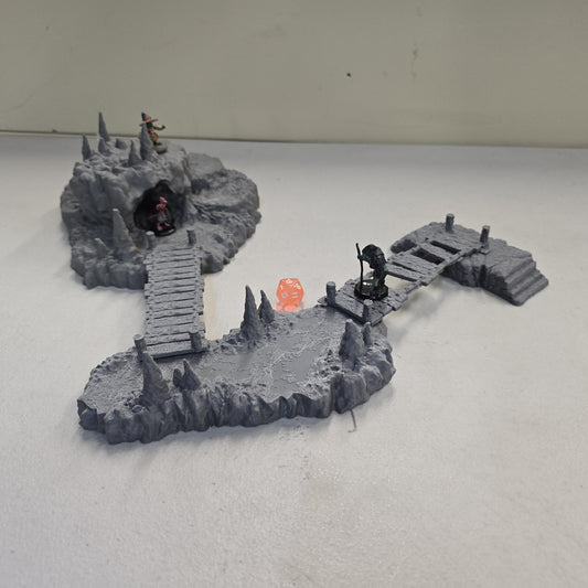 The Cavern Watch 28mm – 3D Printed Unpainted PLA Cavern Terrain Bridge Encounter for Tabletop RPGs, DnD, Pathfinder & Wargaming