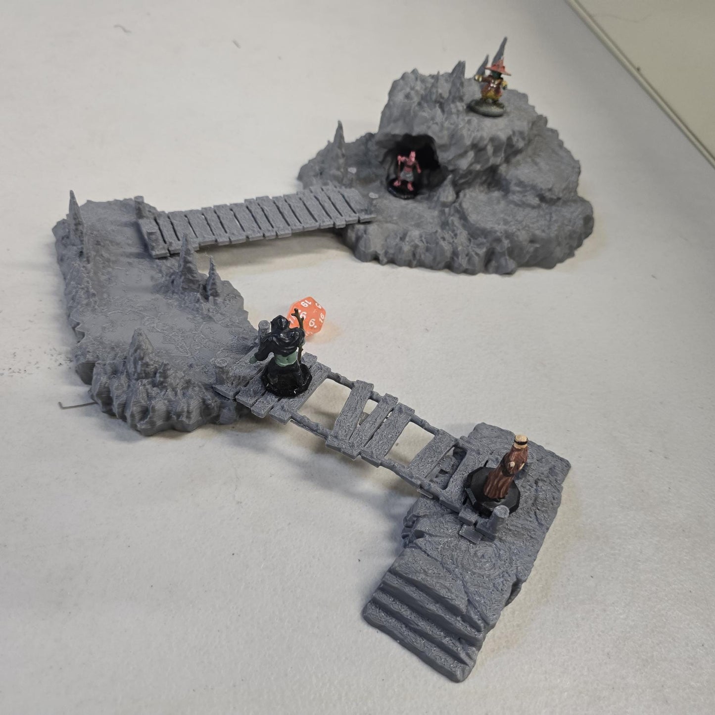The Cavern Watch 28mm – 3D Printed Unpainted PLA Cavern Terrain Bridge Encounter for Tabletop RPGs, DnD, Pathfinder & Wargaming