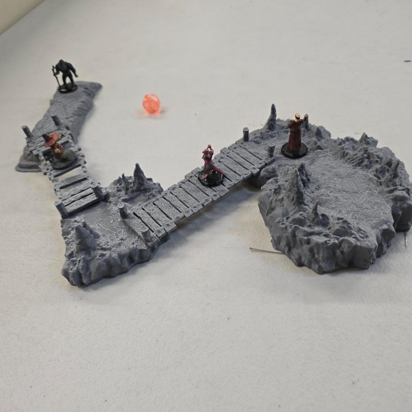 The Broken Span 28mm – 3D Printed Unpainted PLA Cavern Terrain Bridge Encounter for Tabletop RPGs, DnD, Pathfinder & Wargaming