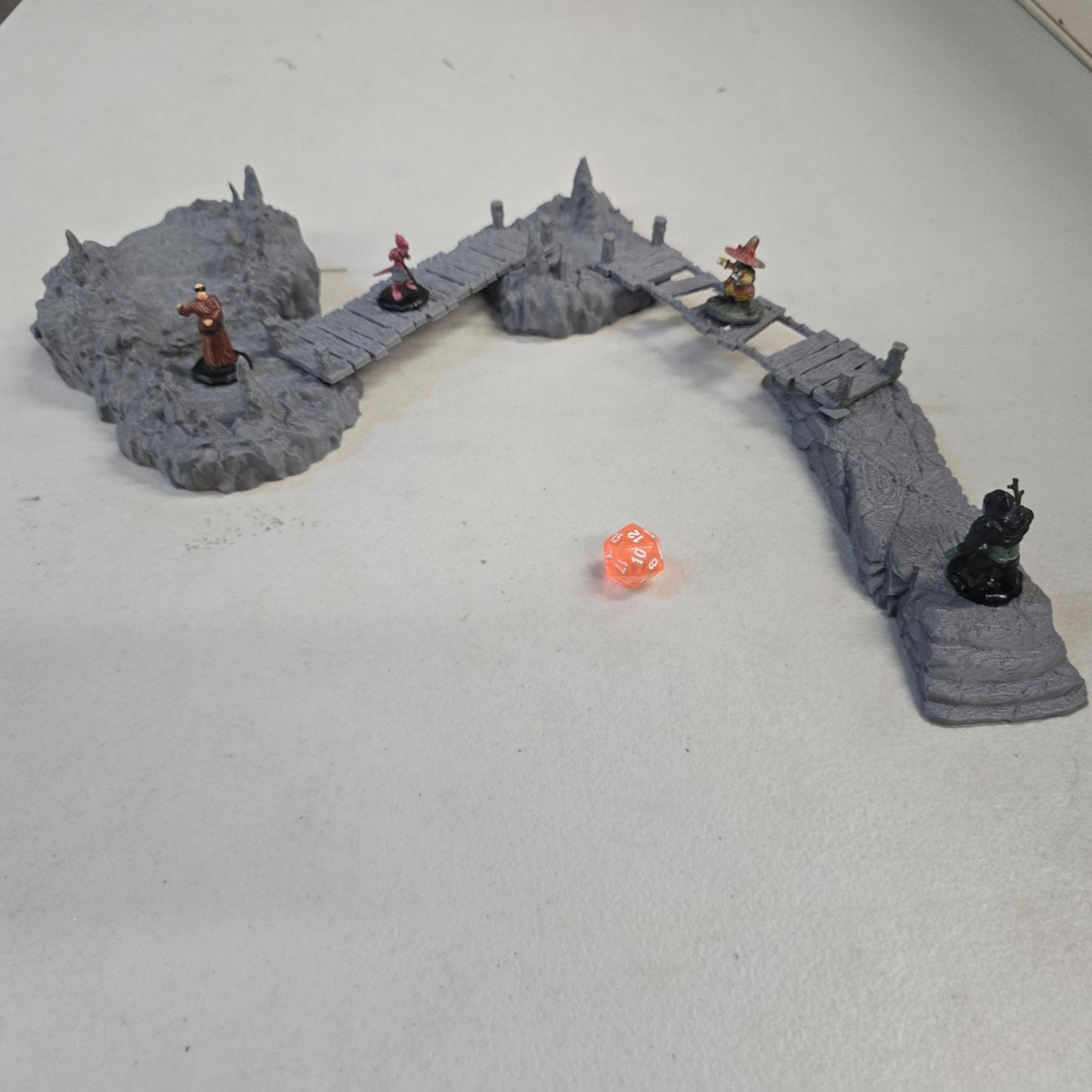 The Broken Span 28mm – 3D Printed Unpainted PLA Cavern Terrain Bridge Encounter for Tabletop RPGs, DnD, Pathfinder & Wargaming