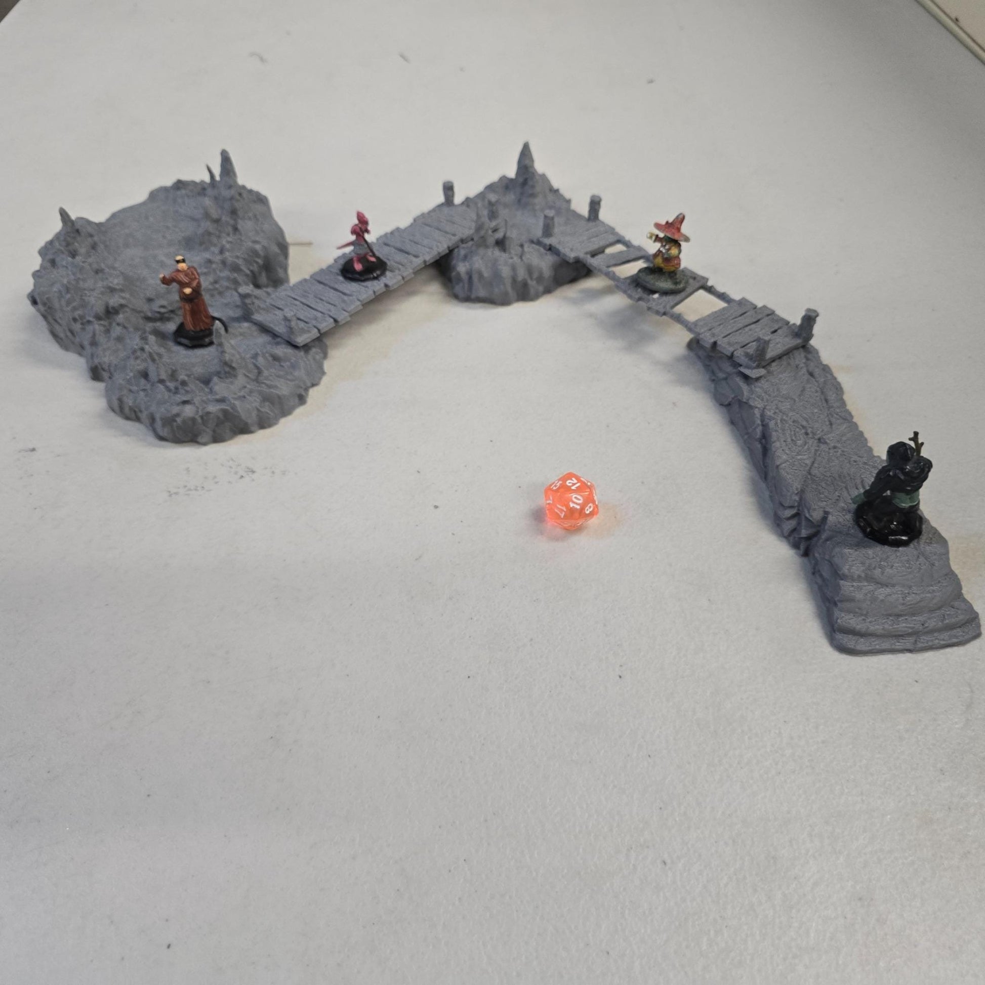 The Broken Span 28mm – 3D Printed Unpainted PLA Cavern Terrain Bridge Encounter for Tabletop RPGs, DnD, Pathfinder & Wargaming