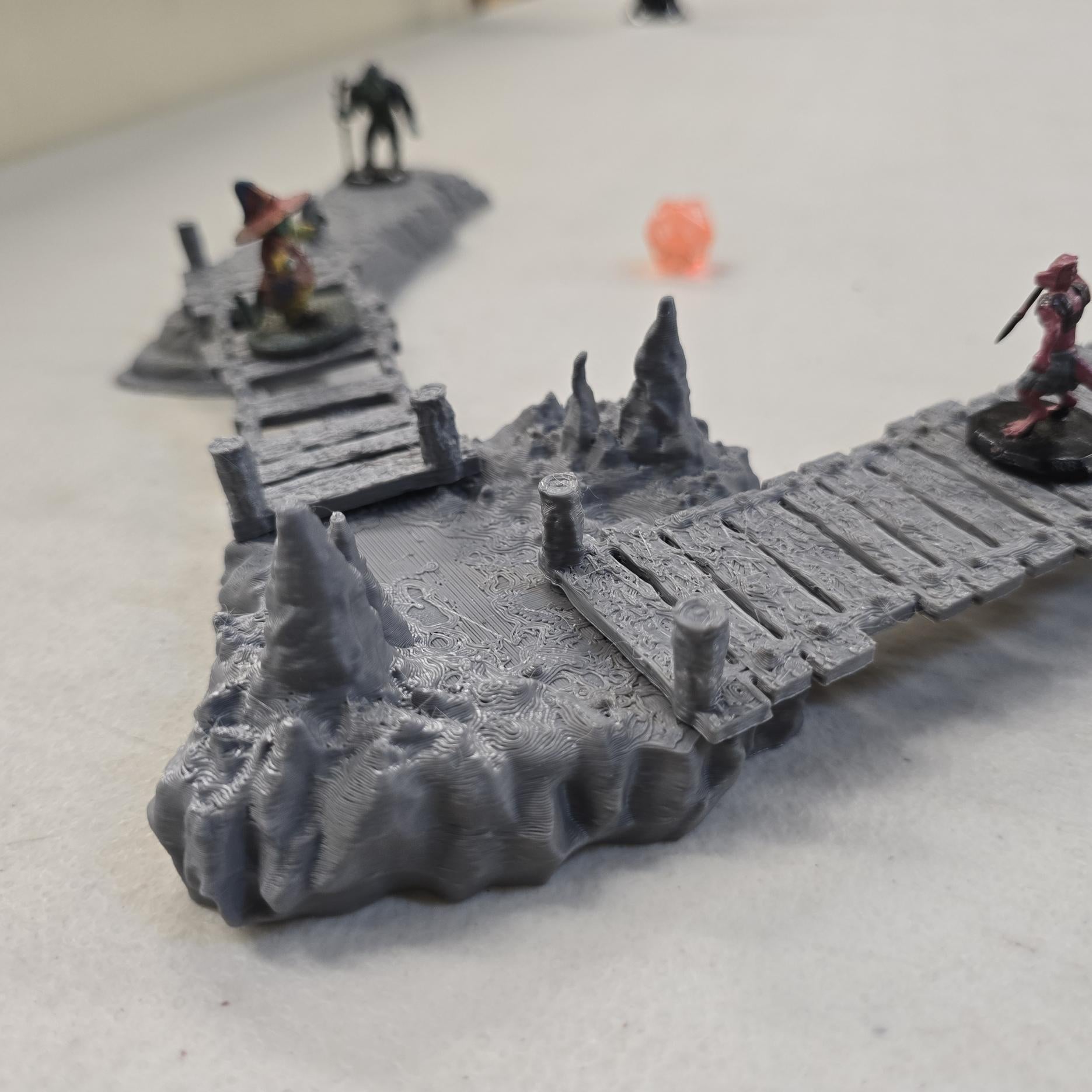 The Broken Span 28mm – 3D Printed Unpainted PLA Cavern Terrain Bridge Encounter for Tabletop RPGs, DnD, Pathfinder & Wargaming