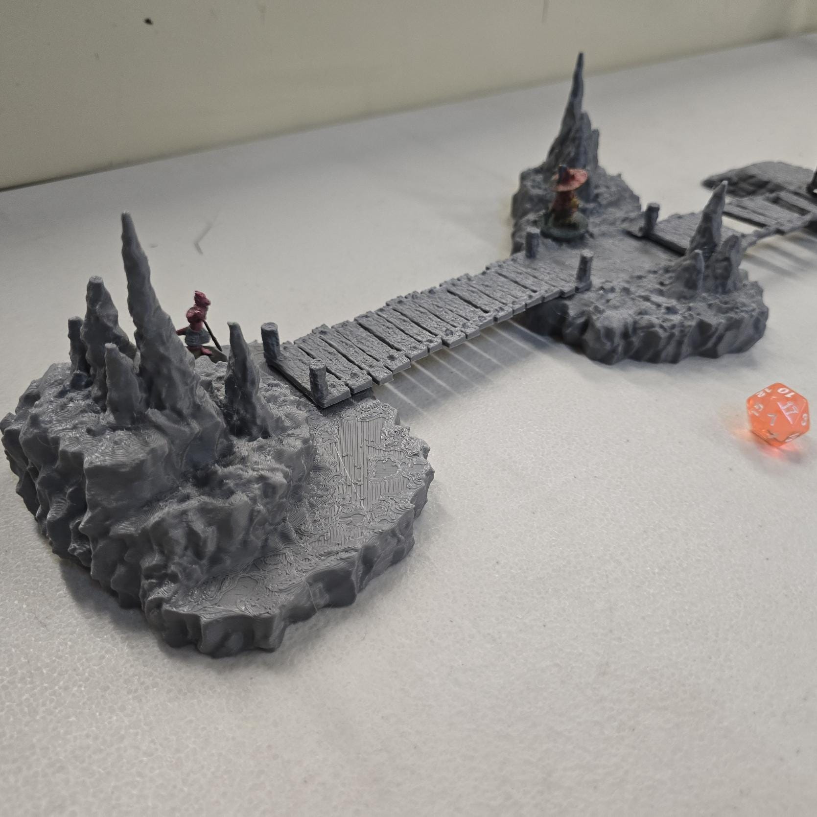 The Stonefall Crossing 28mm – 3D Printed Unpainted PLA Cavern Terrain Bridge Encounter for Tabletop RPGs, DnD, Pathfinder & Wargaming