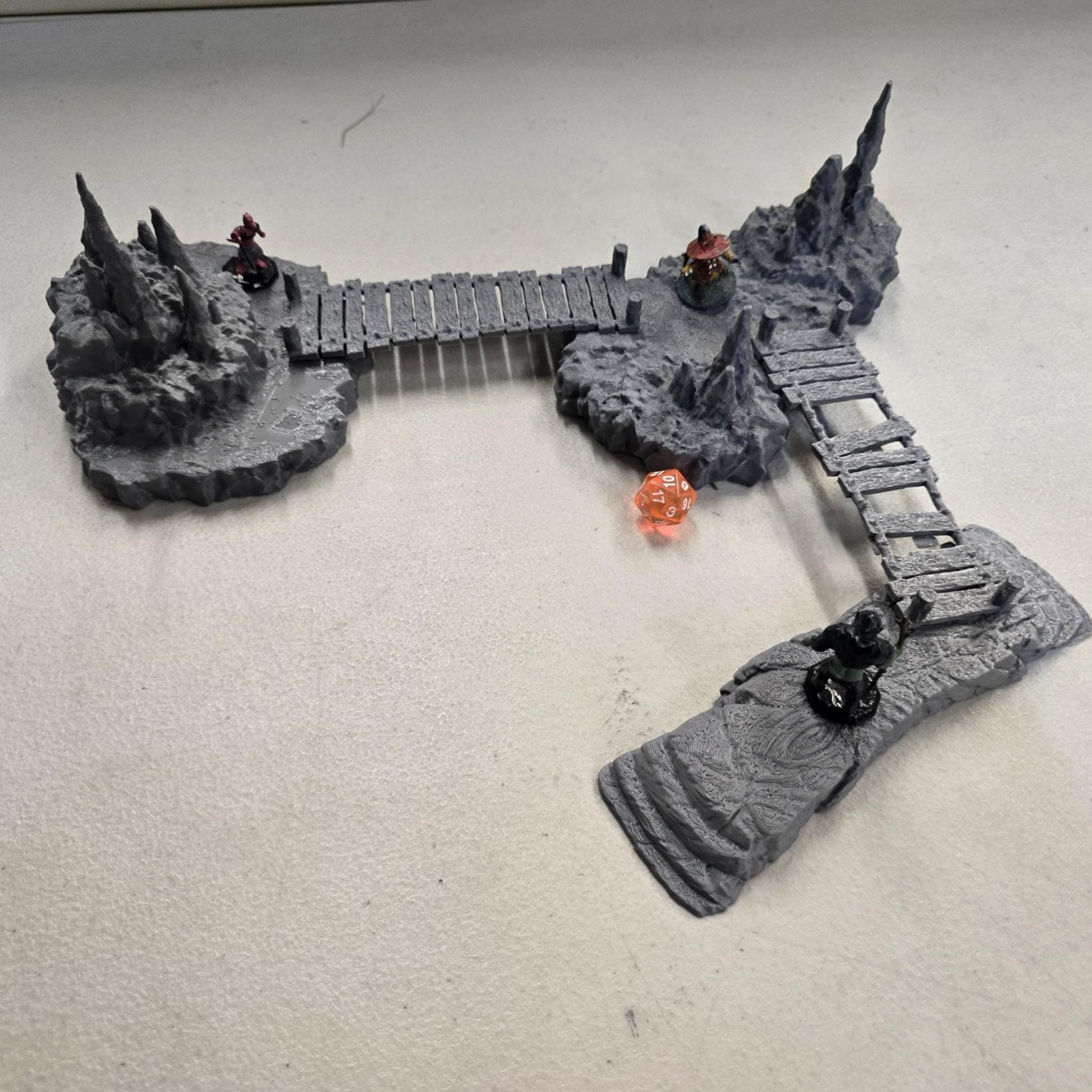 The Stonefall Crossing 28mm – 3D Printed Unpainted PLA Cavern Terrain Bridge Encounter for Tabletop RPGs, DnD, Pathfinder & Wargaming