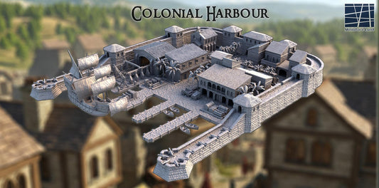 Colonial Harbour 28mm – 3D Printed Unpainted PLA City Terrain, Massive Port Diorama for Tabletop RPGs