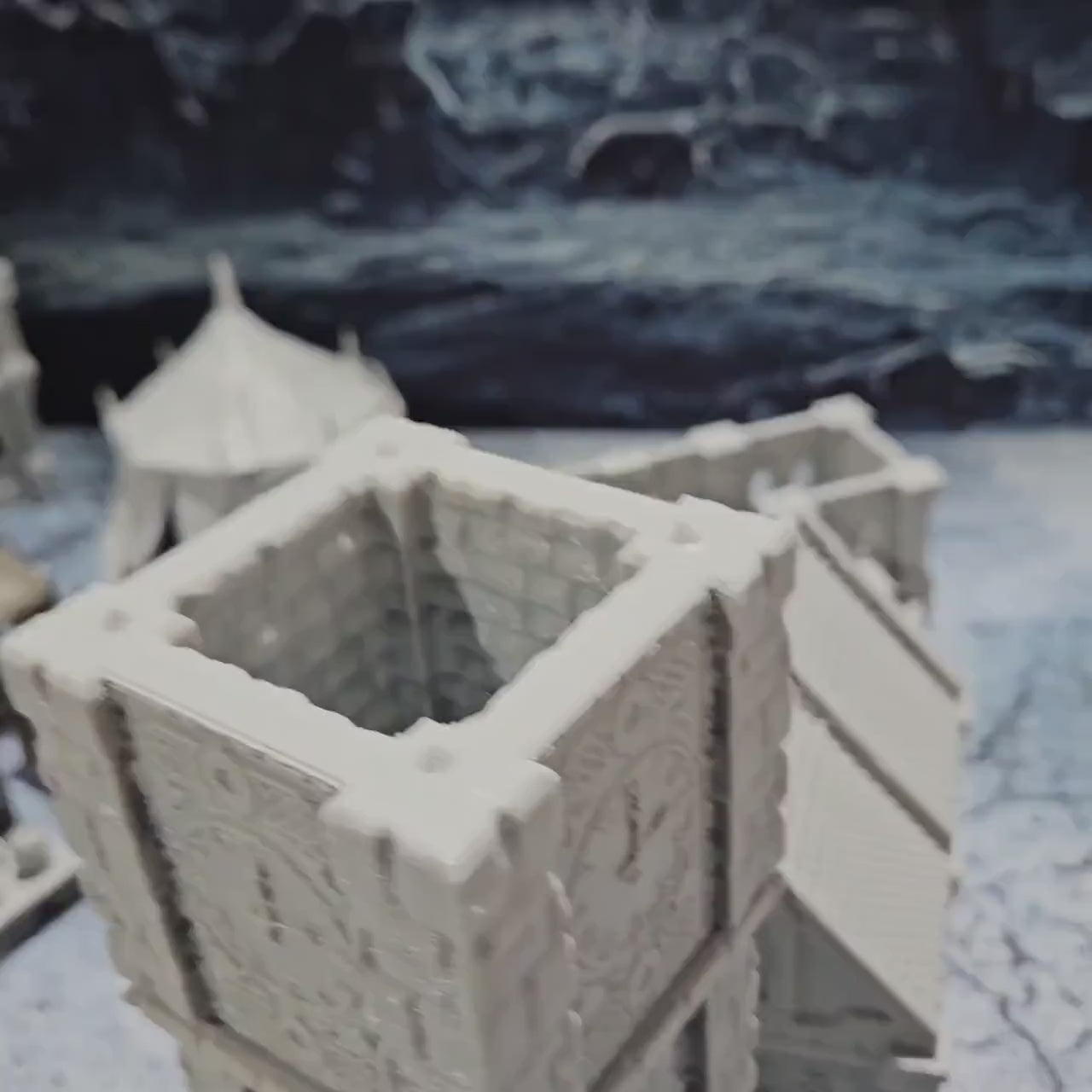 Village Square & Market, 5 Houses, 1 Market, 1 clocktower, Tabletop Terrain, Gaming Miniature, Tabletop Scenery