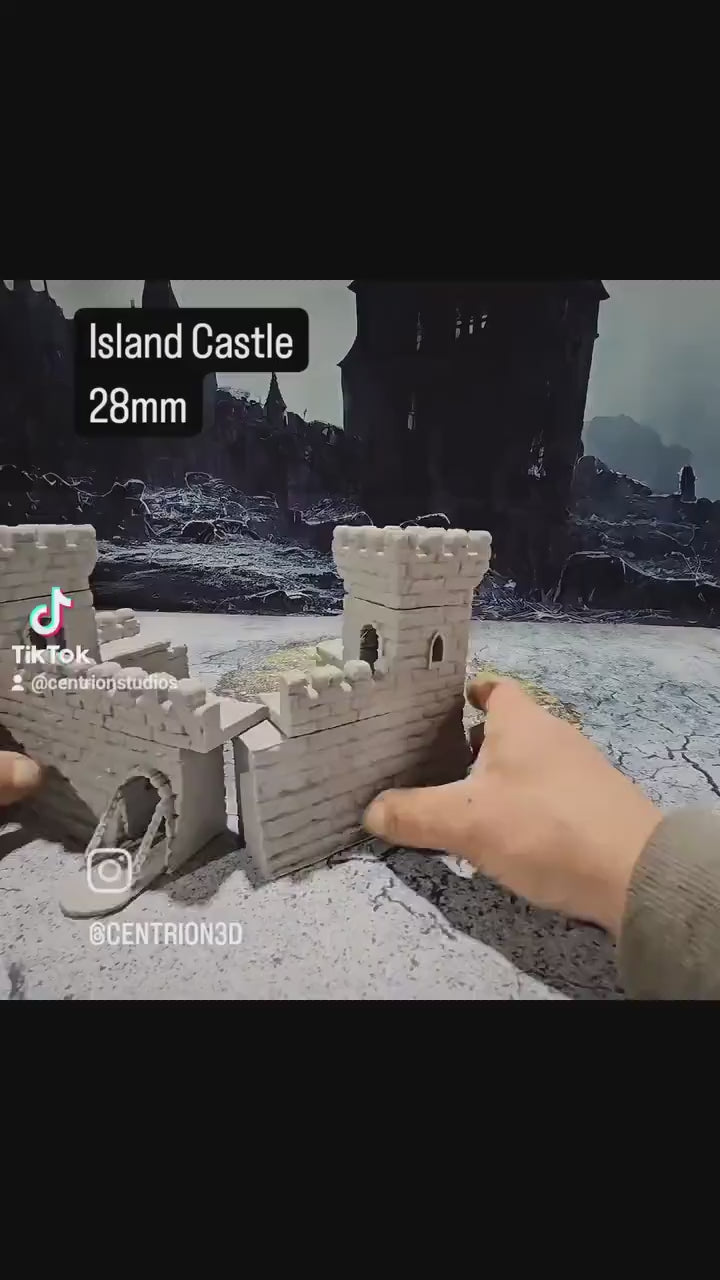 island Castle Fortress: 3D Printed Castle Terrain for Dungeons and Dragons (28mm Scale)