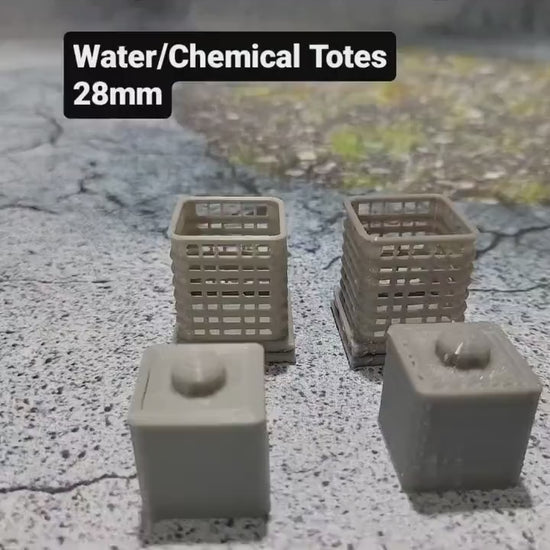 Pair of Totes in Cages, Water/Chemical Cages