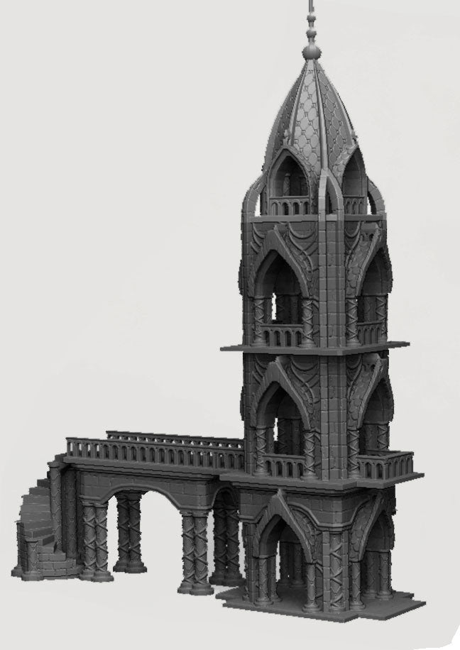 Elven Guard Tower & Walkway, Dungeons and Dragons Tower, Warhammer, Dark Realms, citrine tower, 15mm Scale