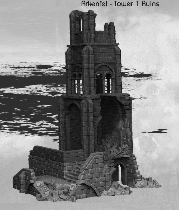 Guard Tower 1, Tower1 Ruins 28mm Scale - Tabletop Gaming - Dungeons and Dragons - 28mm Terrain - warhammer terrain