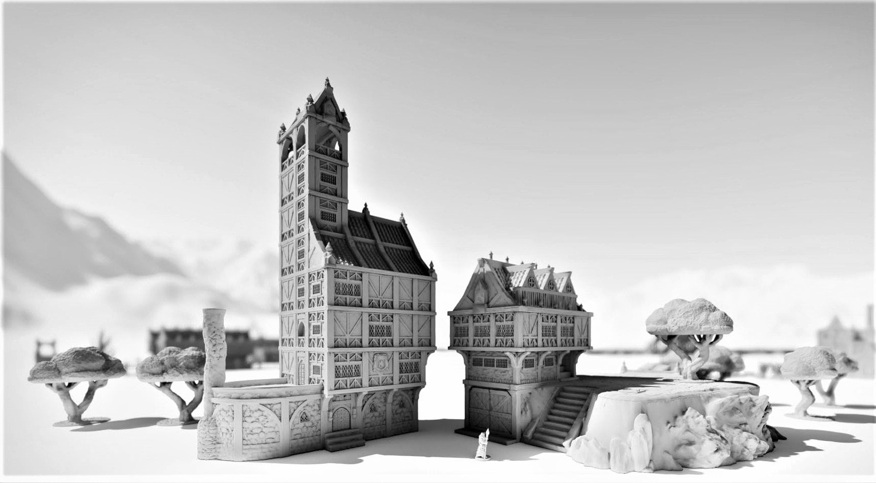 Dungeons and Dragons, Pathfinder, Castle, Inn, miniature house, role play miniature, 28mm terrain, warhammer terrain, warhammer, Fortress, Gift, Tabletop Terrain, Fantasy, Gaming Fortress, DND Fort