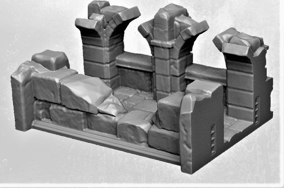 Wall Section ruin, Arkenfel Wall Ruins, dark Realms, 28mm scale, Warhammer, Dungeons and Dragons, warhammer terrain