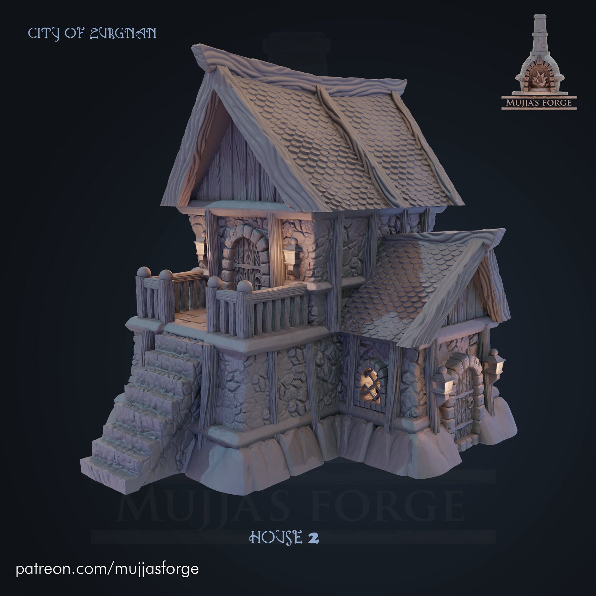 House 2 - City of Zurgnan - 28mm Scale - Mujjasforge - Warhammer - Dungeons and Dragons - 28mm Terrain - warhammer terrain