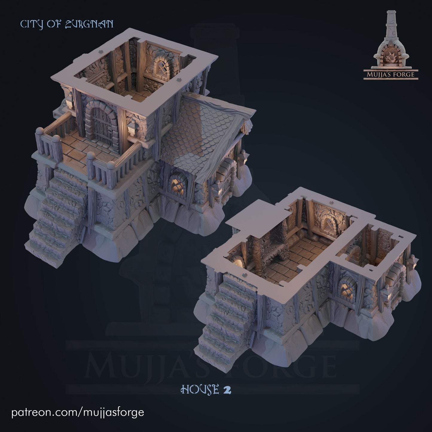 House 2 - City of Zurgnan - 28mm Scale - Mujjasforge - Warhammer - Dungeons and Dragons - 28mm Terrain - warhammer terrain