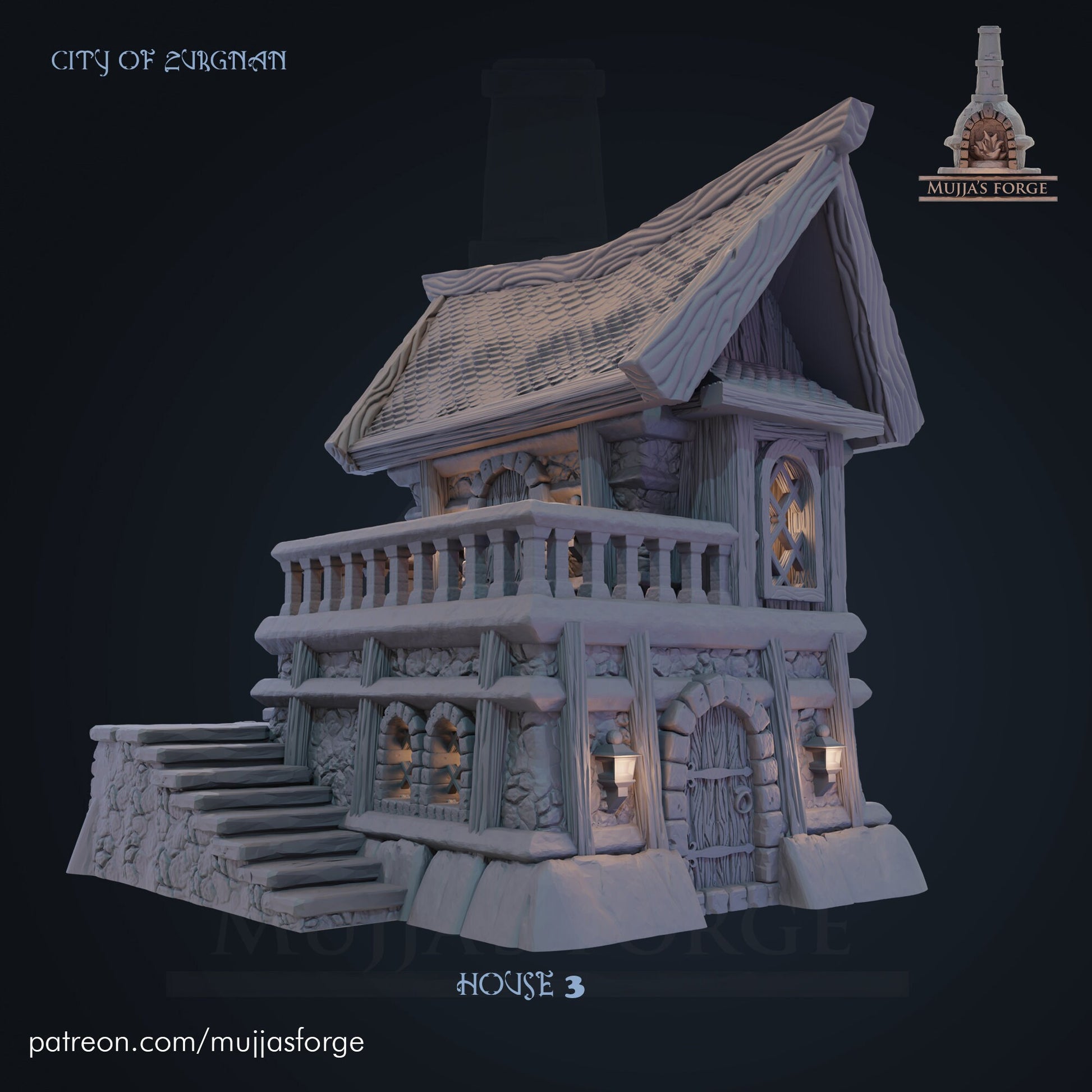 House 3 - City of Zurgnan - 28mm Scale - Mujjasforge - Warhammer - Dungeons and Dragons - 28mm Terrain - warhammer terrain