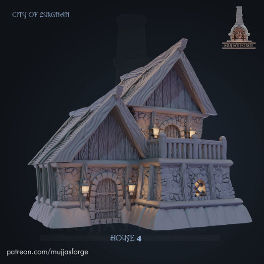 House 4 - City of Zurgnan - 28mm Scale - Mujjasforge - Warhammer - Dungeons and Dragons - 28mm Terrain - warhammer terrain