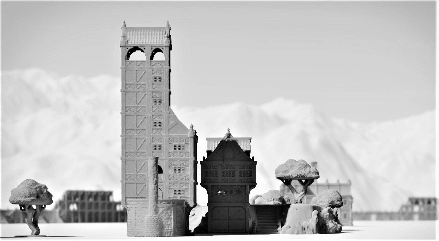 Dungeons and Dragons, Pathfinder, Castle, Inn, miniature house, role play miniature, 28mm terrain, warhammer terrain, warhammer, Fortress, Gift, Tabletop Terrain, Fantasy, Gaming Fortress, DND Fort