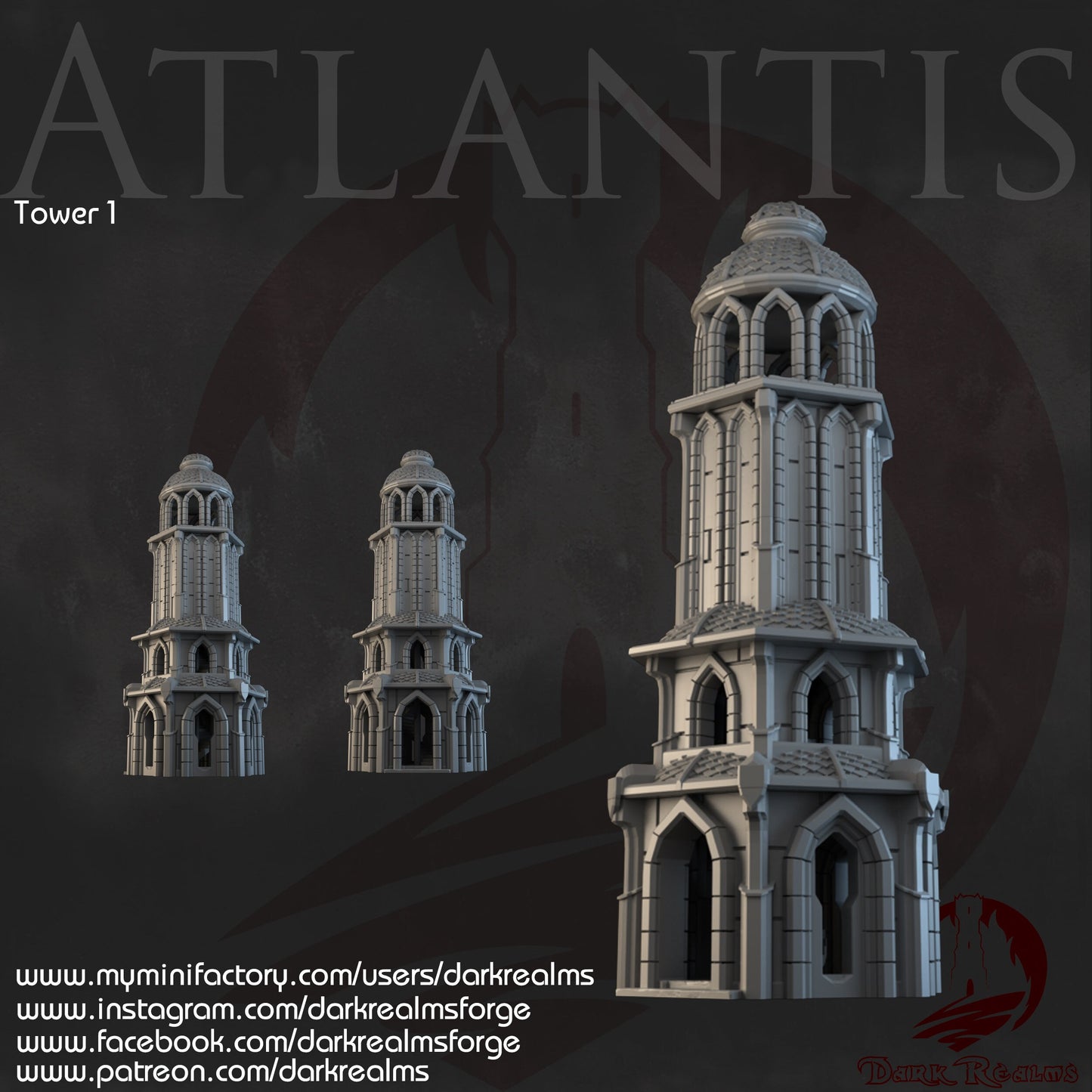 Atlantis Tower 1 - Warhammer - Dungeons and Dragons - 28mm Terrain - warhammer terrain