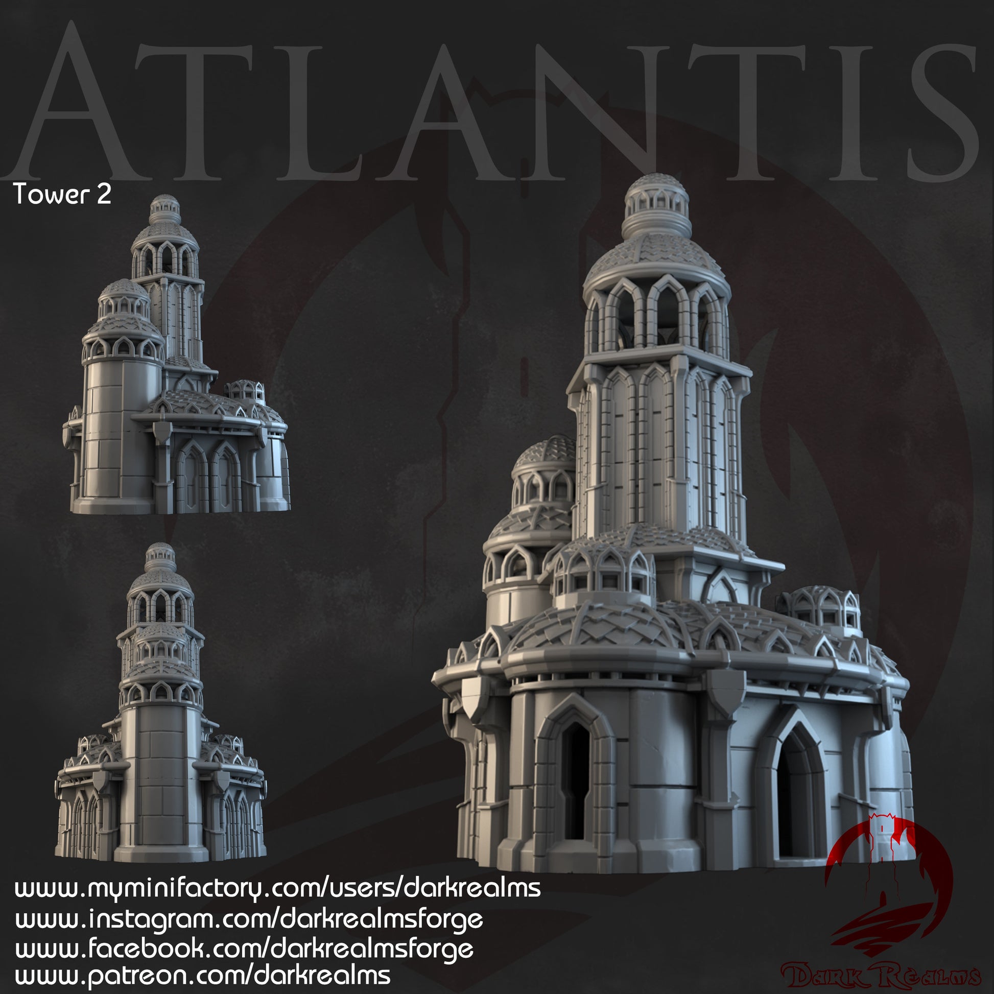 Atlantis Tower 2 - Warhammer - Dungeons and Dragons - 28mm Terrain - warhammer terrain