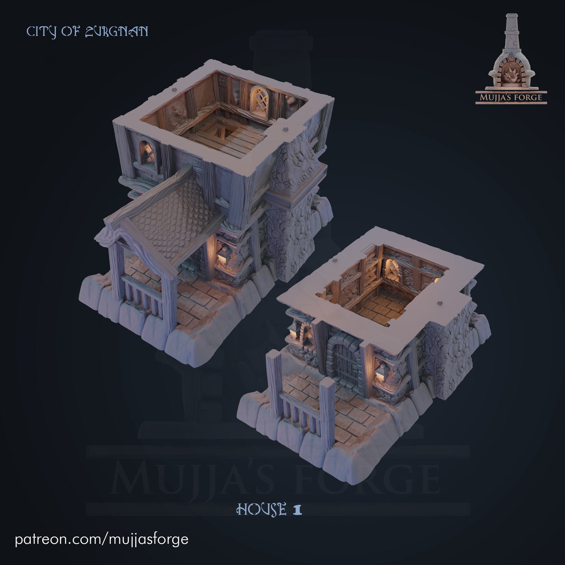 House 1 - City of Zurgnan n- 28mm Scale - Mujjasforge - Warhammer - Dungeons and Dragons - 28mm Terrain - warhammer terrain