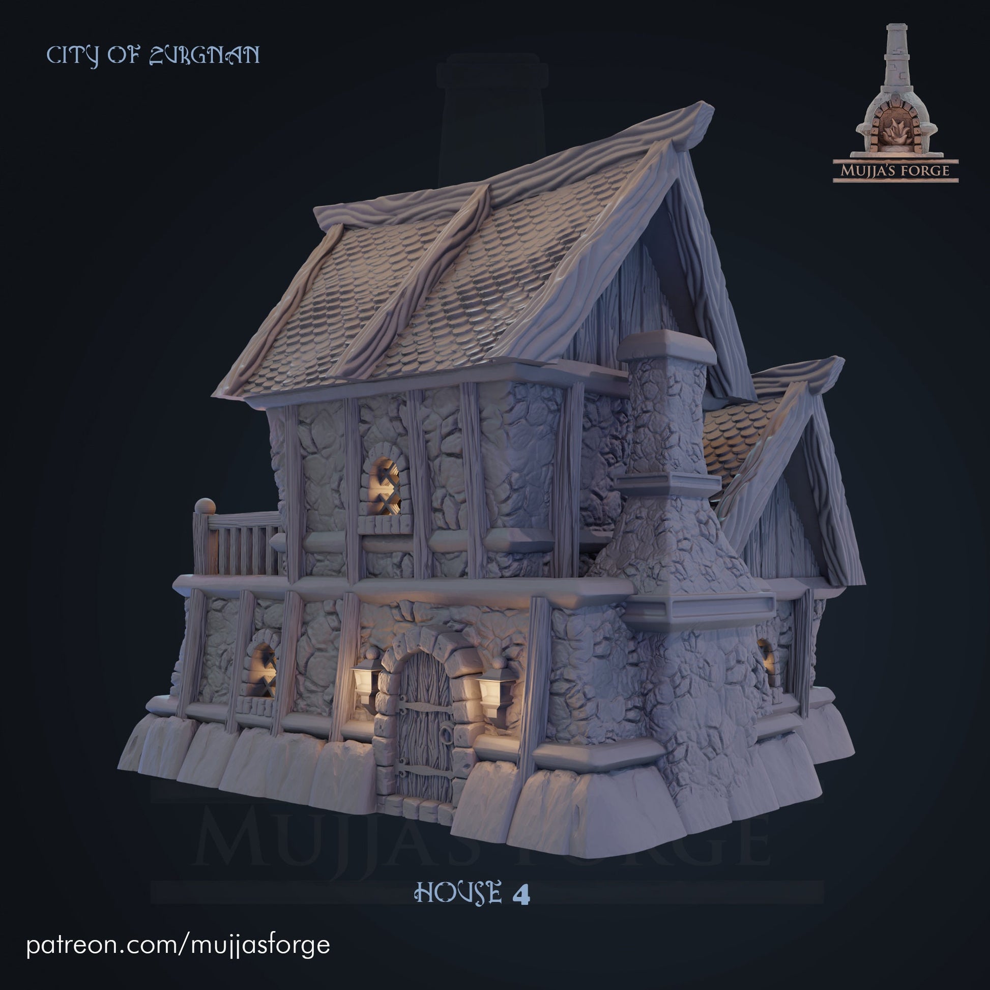 House 4 - City of Zurgnan - 28mm Scale - Mujjasforge - Warhammer - Dungeons and Dragons - 28mm Terrain - warhammer terrain