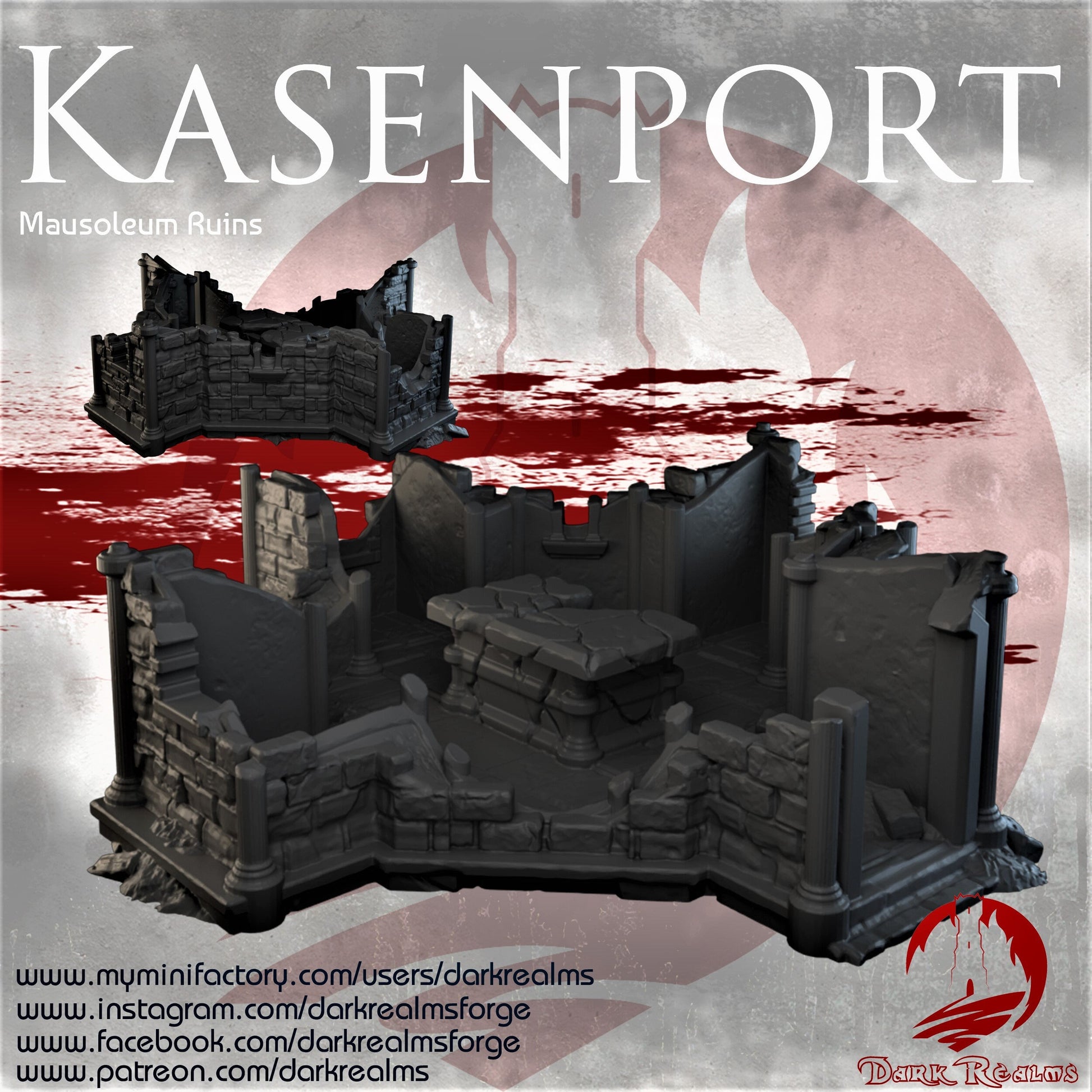 Mausoleum Ruins - Kasenport - Dark Realms - Warhammer - Dungeons and Dragons - 28mm Terrain - warhammer terrain