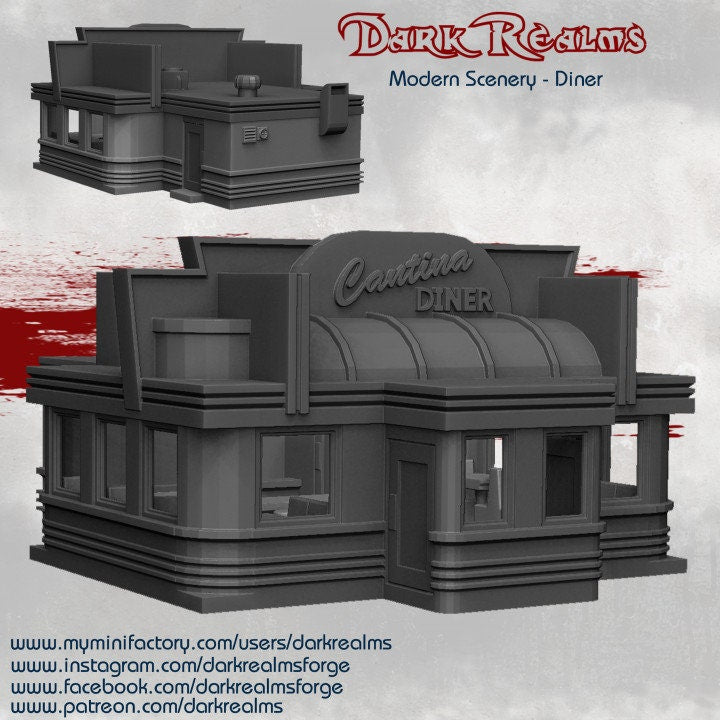 Cantina Diner - 28mm Scale - Warhammer Terrain - Modern Terrain - Modern - Industrial - Warhammer -