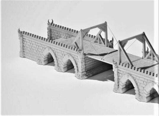 Massive Draw Bridge - 65in X 6in X 5in 28mm- Big Bridge - Dungeons and Dragons - warhammer - Bridge Terrain - Tabletop Bridge - Span Bridge