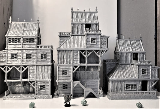Slum Houses - Slum Neighborhood - 28mm scale Slums House - Warhammer - Dungeons and Dragons - 28mm Terrain
