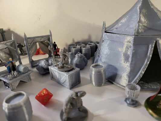 Dungeons and Dragons, Market Terrain, Castle, Inn, market, role play miniature, 28mm terrain, warhammer terrain, warhammer, Fortress, Gift, Tabletop Terrain, Fantasy, Barrells, Adventure Miniatures, Scatter Terrain, Gift, Rpg, dnd, dndterrain