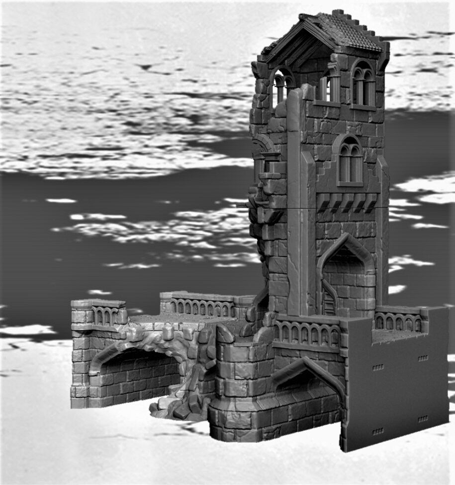 Gate Bridge Ruins, Dungeons and Dragons, ruins, Arkenfel, Warhammer terrain, 28mm