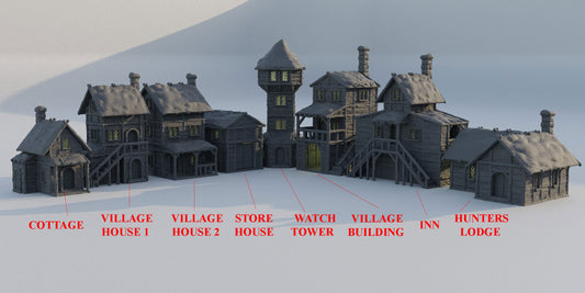 Forest Village Set Winter Forrest Village 28mm Terrain Town Buildings Dungeons and Dragons Wargame Terrain