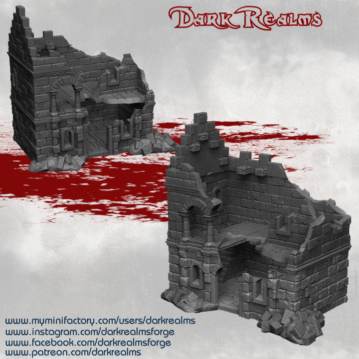 Ruins, Arkenfel, medieval, Dungeons and Dragons, warhammer, City, Osgiliath, lotr, Gondor, Lord of the rings, house 2, city building, Minas Tirith, Tabletop, Terrain, 28mm Terrain, Adventure, Fantasy Terrain, Stone City