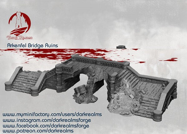Arkenfel Bridge Ruins, modular Bridge Ruins, Dungeons and Dragons, Warhammer, Lotr