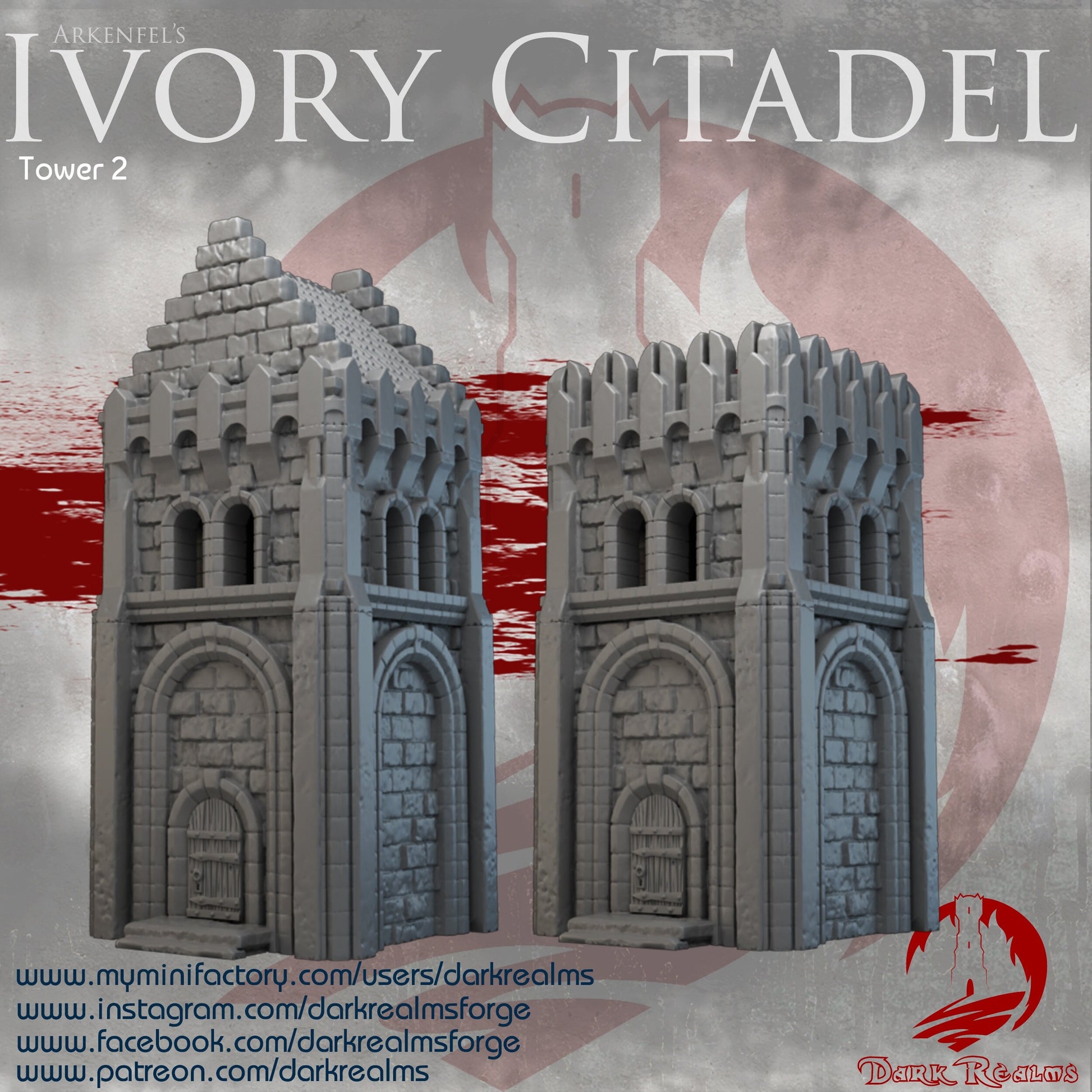 Arkenfel, Ivory Citadel, Trebuchet set, Defense Weapon, Tower Defenses, Field defenses, Dungeons and Dragons, Lord of the Rings, Tower, Ivory Tower, Tower Set, Osgiliath, Minas Tirith, Mordheim, Osgiliath, tabletop terrain, terrain, game table