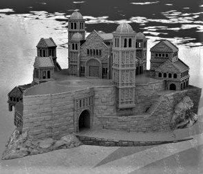 Mountain Hall, Dungeons and Dragons, warhammer, Osgiliath, lotr, Gondor, Lord of the rings, city building, Minas Tirith, Wall, Ivory Citadel, Citadel, Mountain Citadel, Golem, Gandalf, Mountain City, City, Gift, 28mm Terrain, Tabletop, RPG, Roleplay