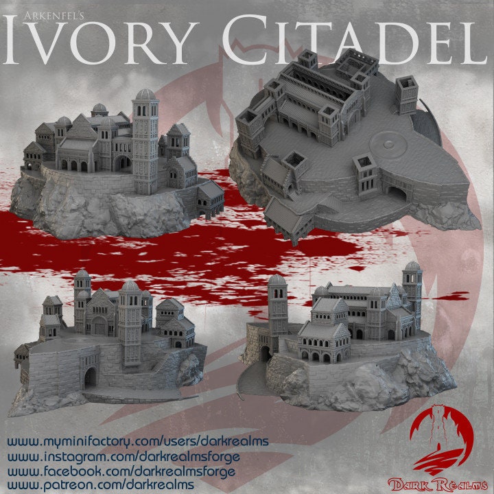 Mountain Hall, Dungeons and Dragons, warhammer, Osgiliath, lotr, Gondor, Lord of the rings, city building, Minas Tirith, Wall, Ivory Citadel, Citadel, Mountain Citadel, Golem, Gandalf, Mountain City, City, Gift, 28mm Terrain, Tabletop, RPG, Roleplay
