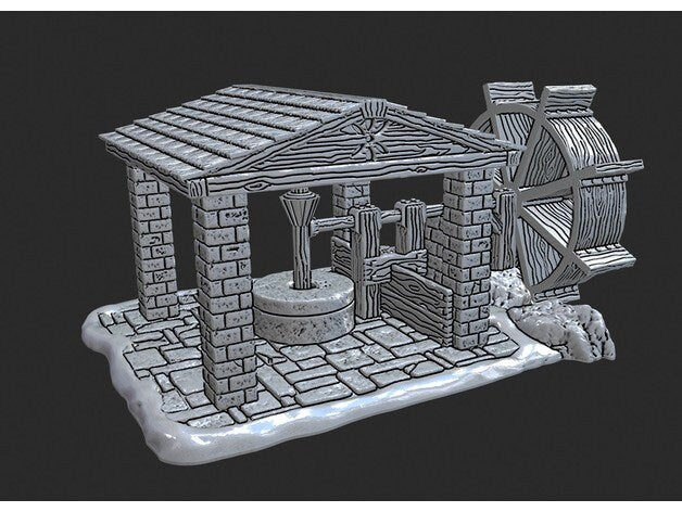 Waterwheel Building, River Mill Adventure, Detailed Dnd Building, Tabletop Adventure, Dungeons and Dragons Terrain