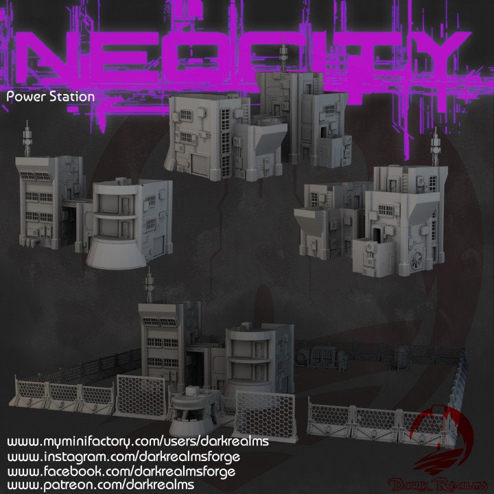 Power Station, Neo City, generator, station, shadowrun, Warhammer, Industrial, Sci-fi, Wargaming, Starfinder, Those Dark Places, Tales from the Loop Shadowrun,Scum and Villainy,Cyberpunk Red,Blue Planet, Tabletop Gaming, Tabletop Terrain, Warhammer